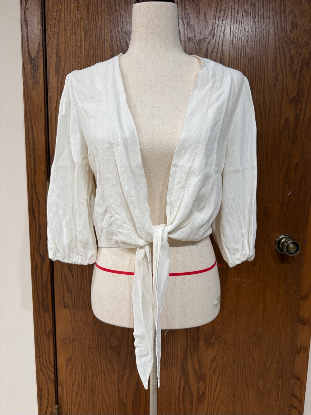 Stillwater White Tie-Front Lightweight Blouse